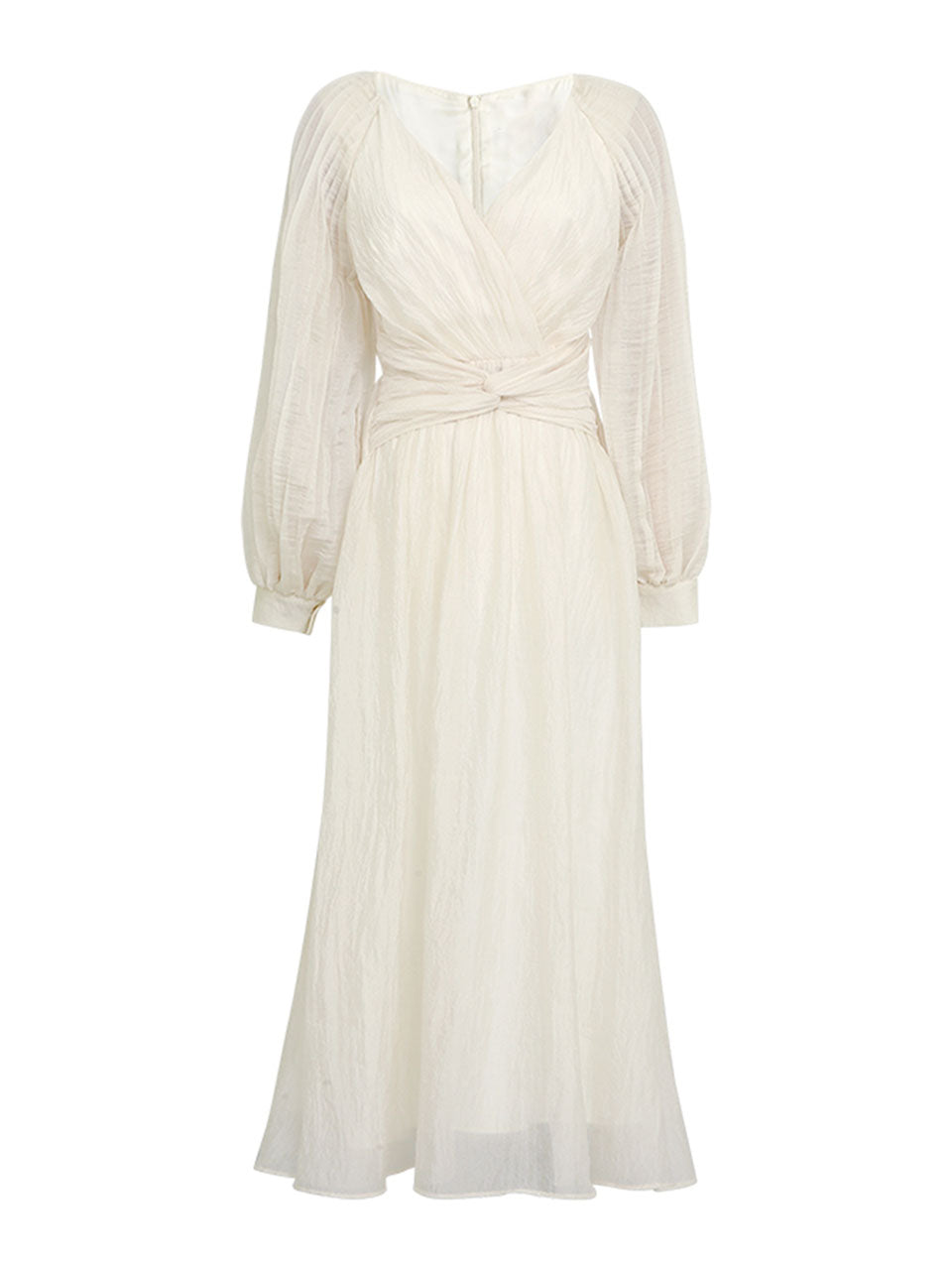 Apricot V Neck Bow Decorated Belt Swing Retro Dress