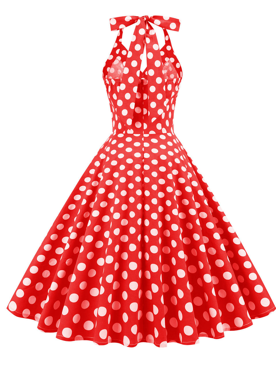 Green And White Polka Dots Pockets Vintage Halter 1950S Dress