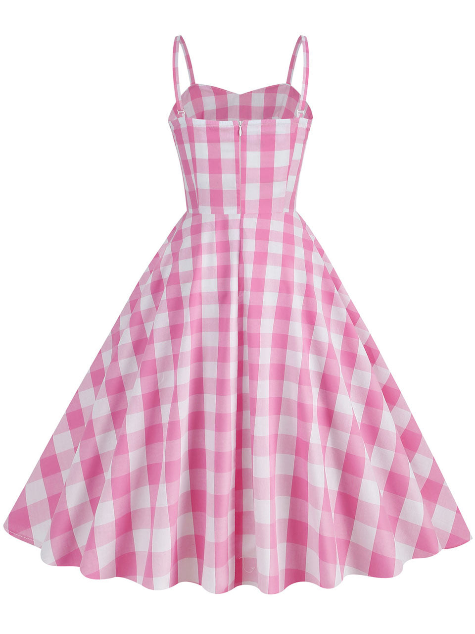 Pink And White Barbie Same Style Plaid Strap Classis Style 1950S Vintage Dress