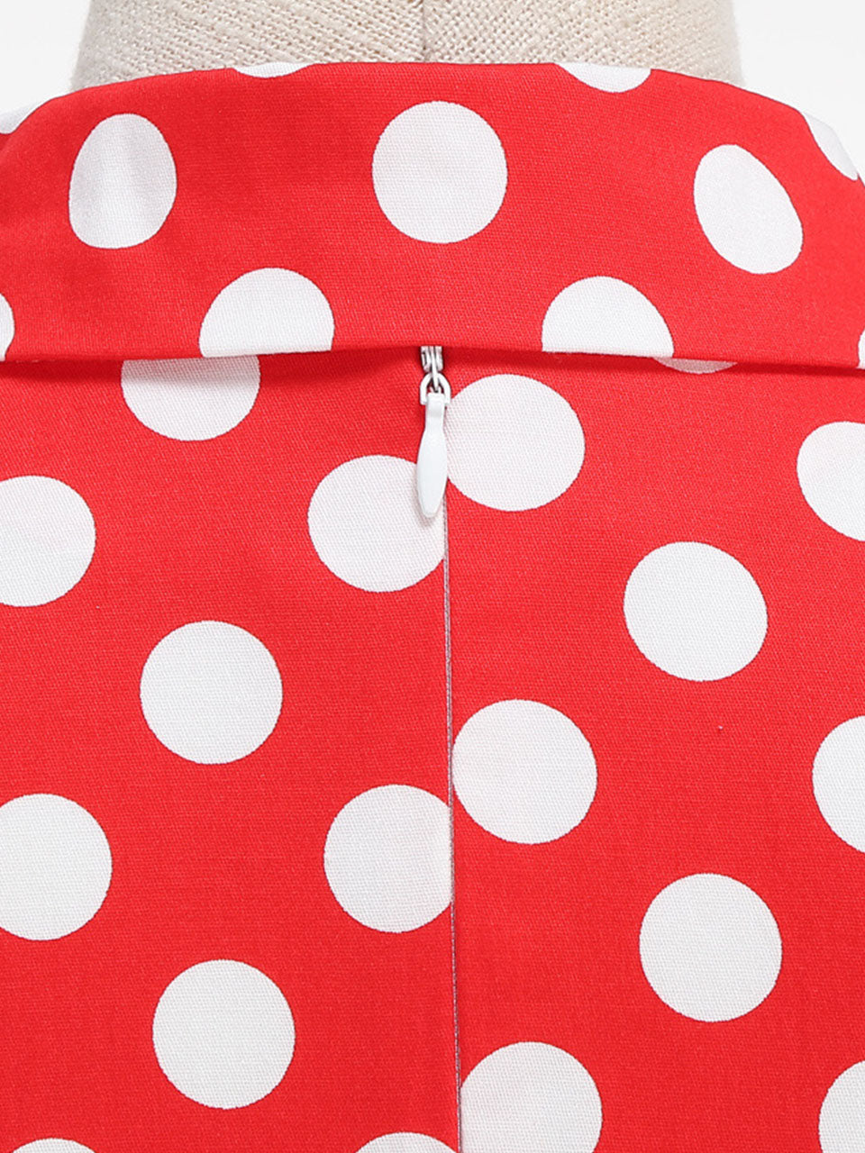 Red Polka Dots Turn Down Collar Short Sleeves 1950S Vintage Shirt Dress