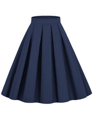1950S Blue High Wasit Pleated Swing Vintage Skirt