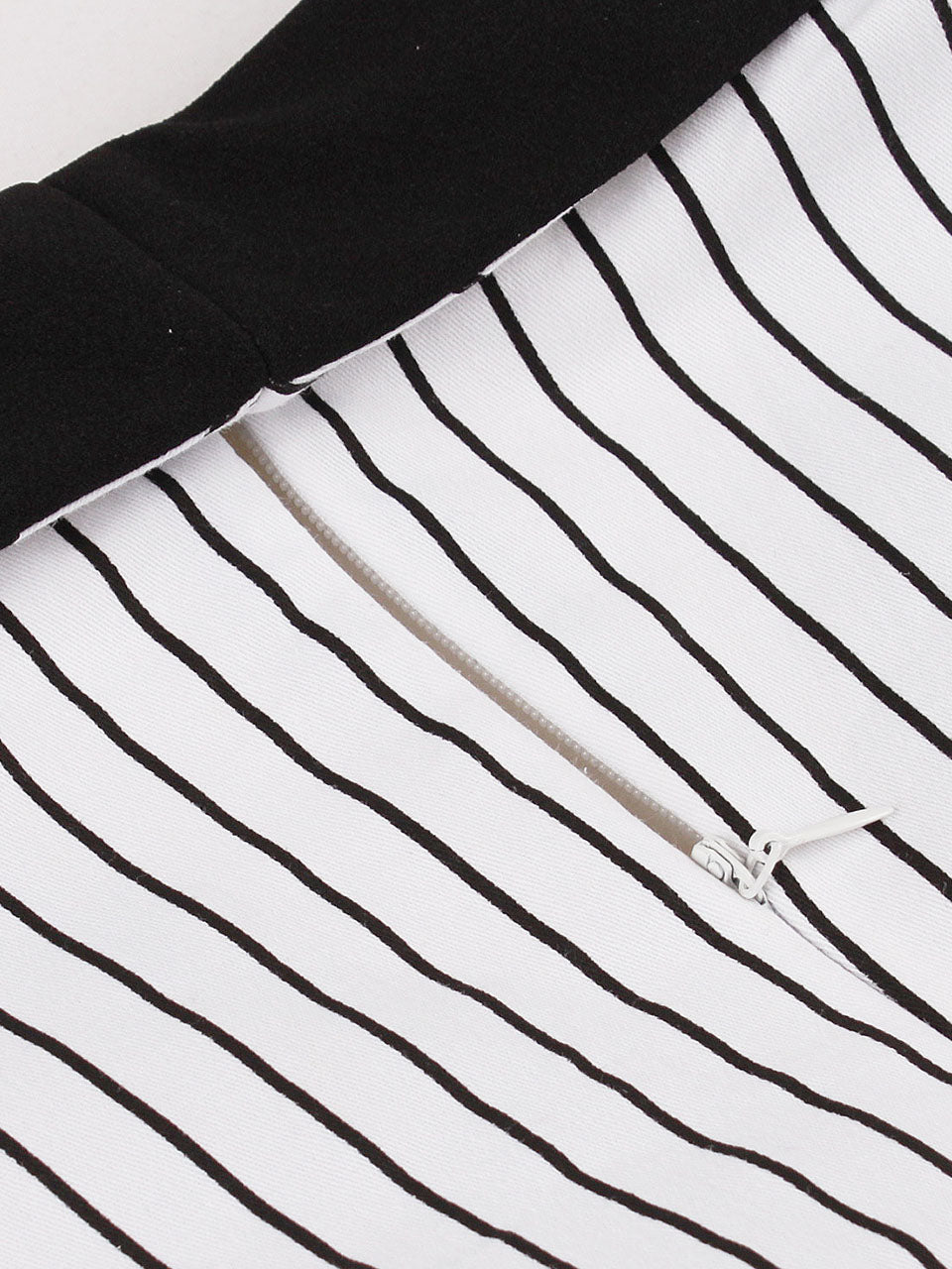 1950S Black Stripe Turndown Collar Short Sleeve Vintage Dress