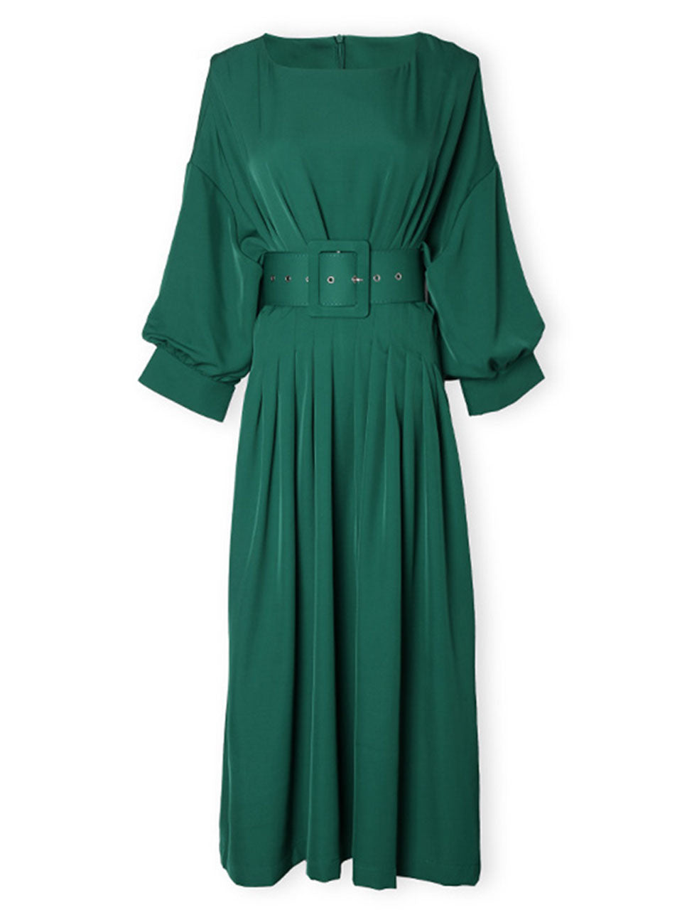 Green Dolman Sleeve High Waist Swing Party Dress