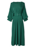 Green Dolman Sleeve High Waist Swing Party Dress