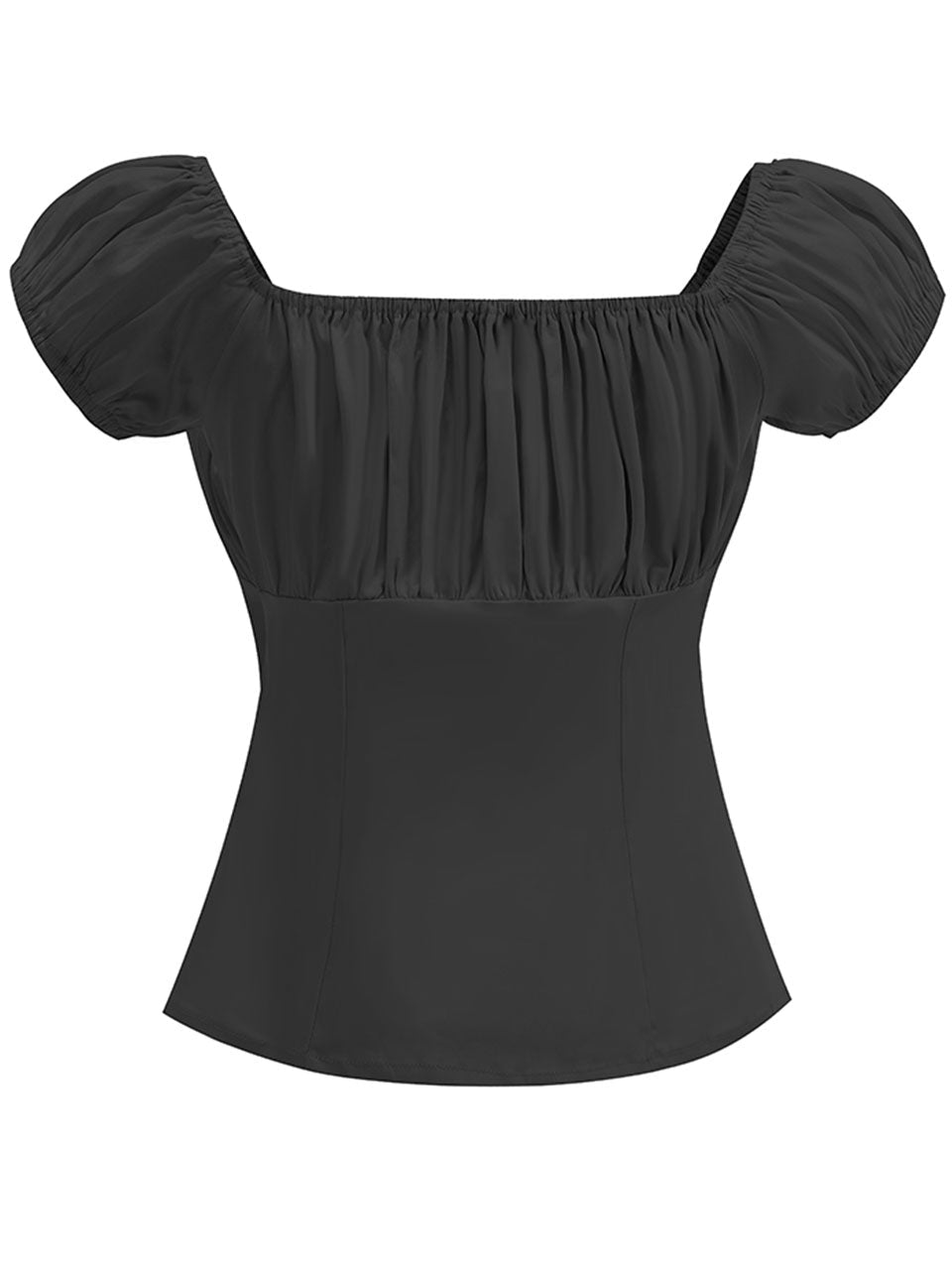 Regencycore 1950s Puff-Sleeve Ruched Top