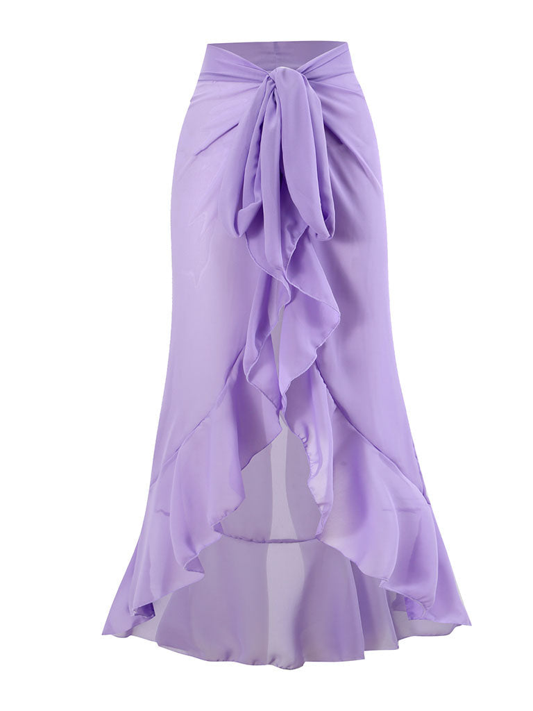 Purple Leaf Print V Neck One Piece