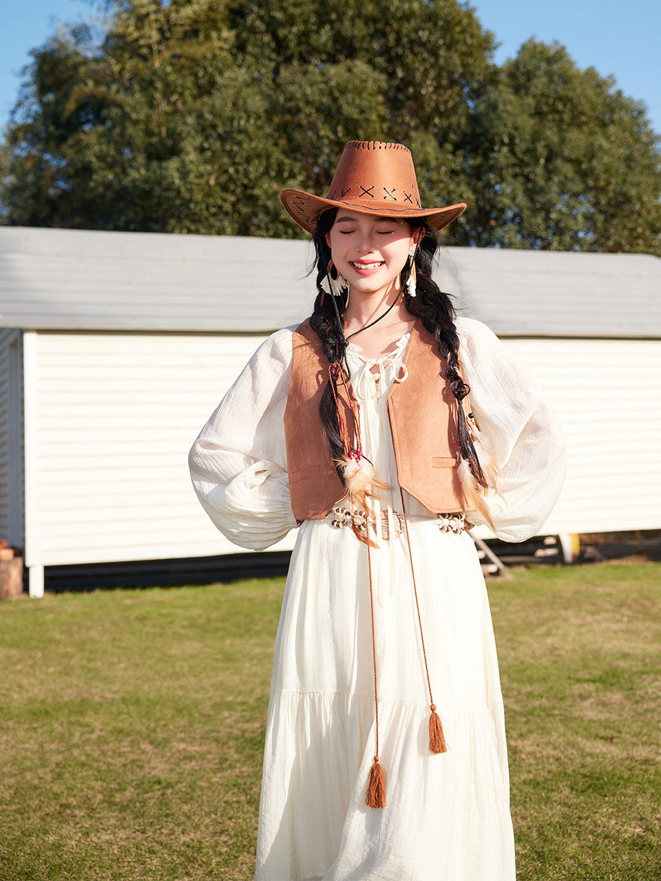 Bohemian White Ruffles Cotton Maxi Dress