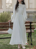 Vintage White Lace Fringe Flowing Boho Wedding Maxi Dress