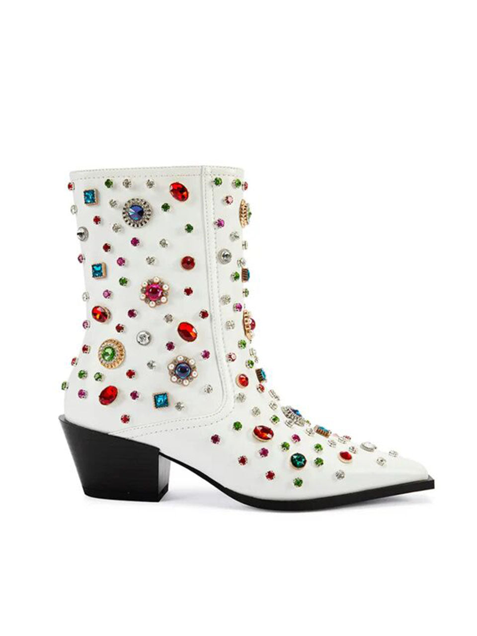 7CM Luxury Rivet Chunky High Heel Platform Boot Vintage Shoes