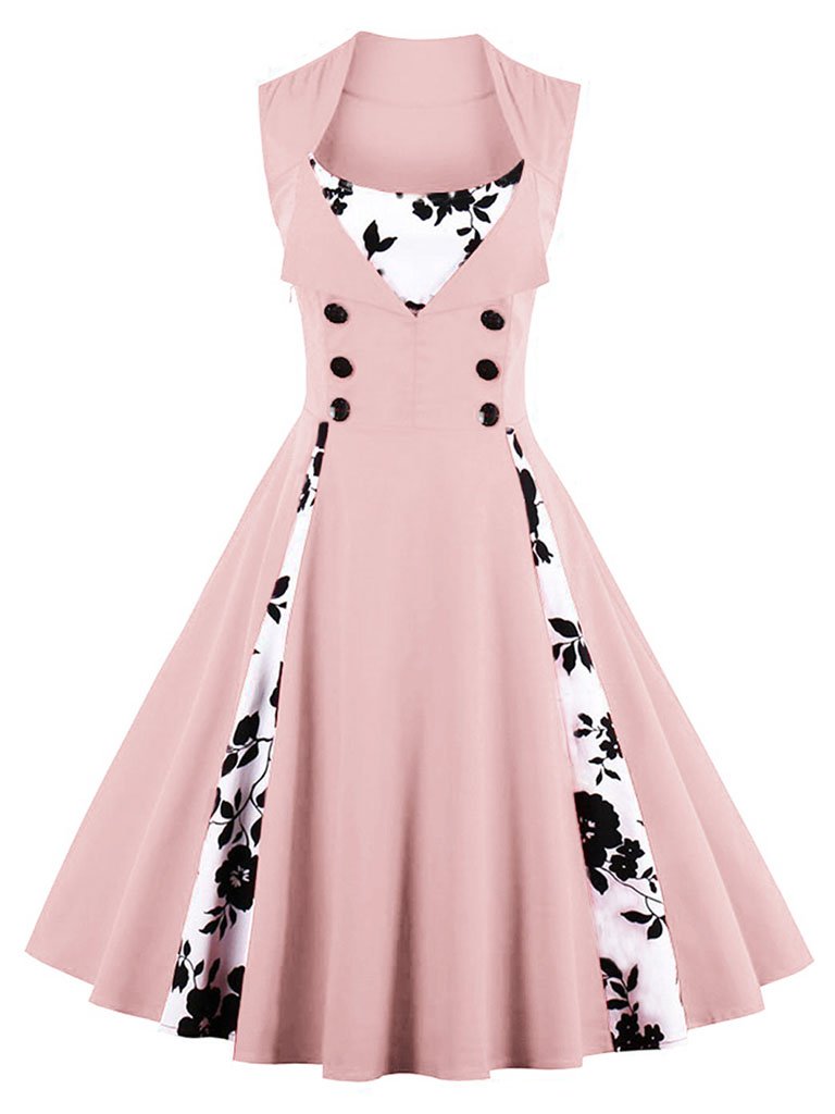 Purple Floral Square Neck Slim Fit Vintage Dress