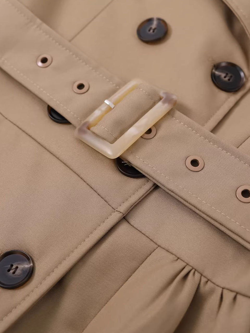 Off-Shoulder Belted Trench Coat