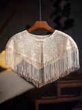 1920s Flapper Cape Great Gatsby Costume Lace Shawl Fringe Tassel