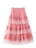 3-Tier Ruffle Layered Flowy Boho Skirt