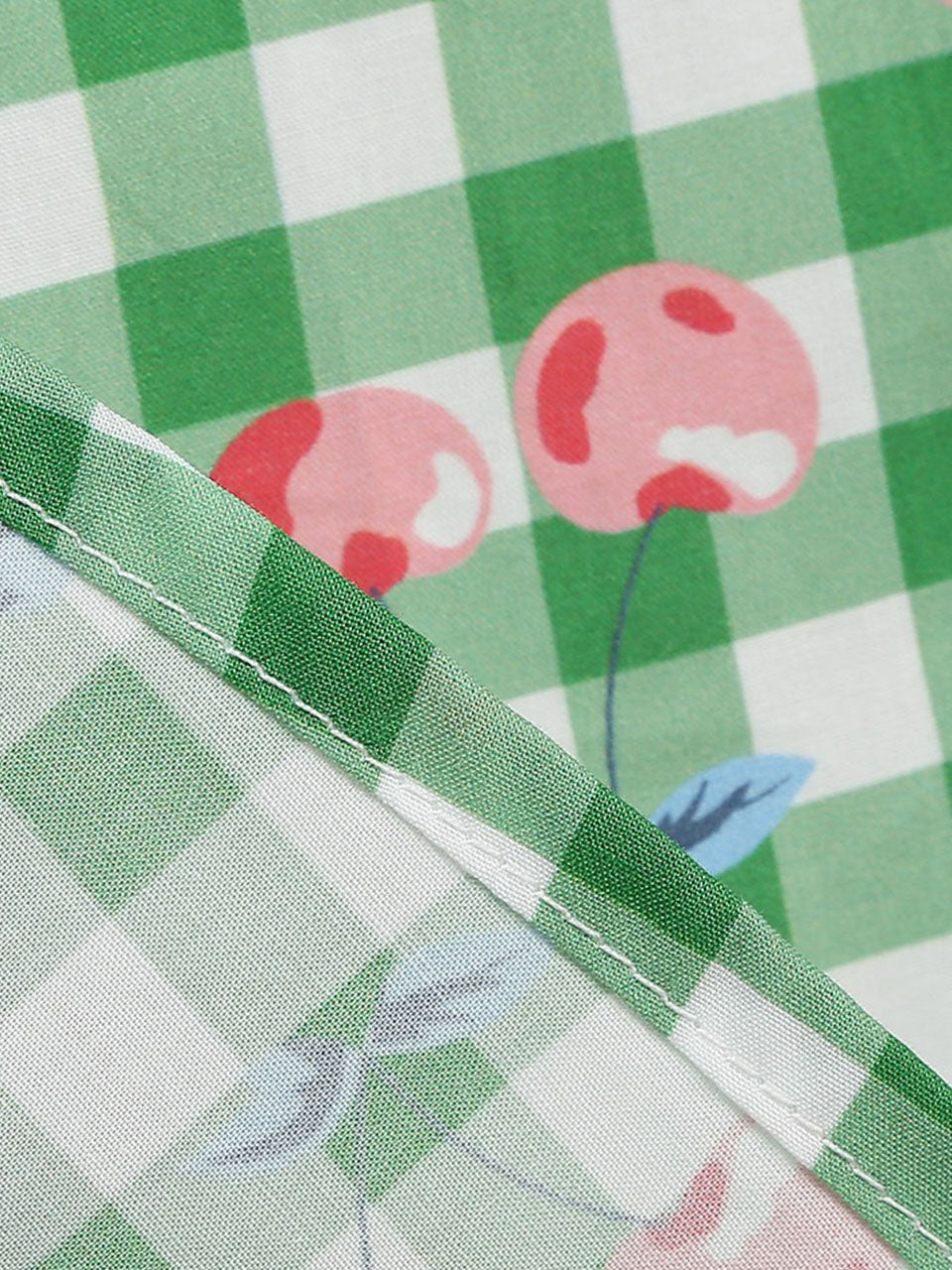 Kids Little Girls' Dress Green Cherry Plaid 1950S Vintage Dress