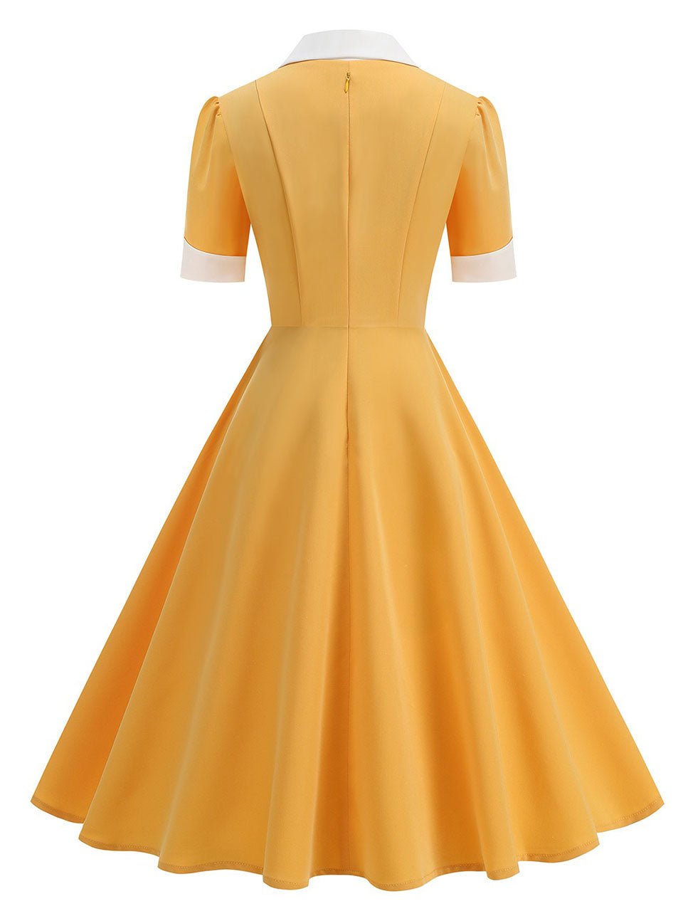 1950s Vintage Notch Lapel Short Sleeve Polka Dot Swing Dress