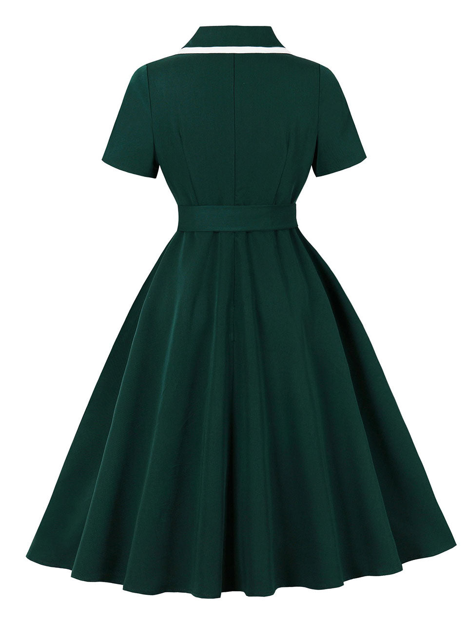 Vintage Green Button Swing Shirt Dress