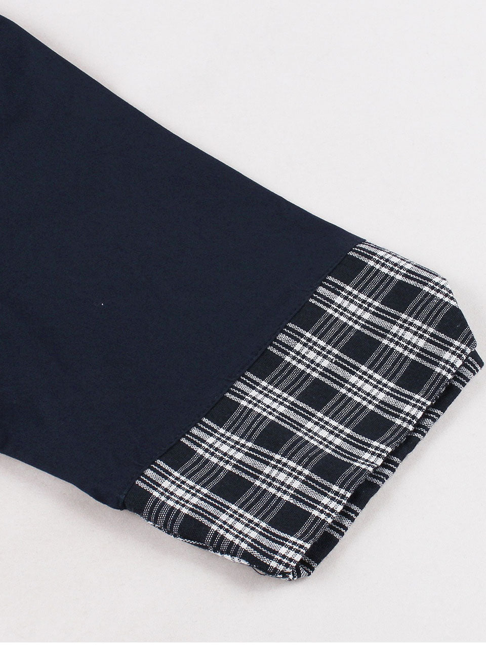 Vintage Double-Breasted Navy Gingham Collar Shirt Dress