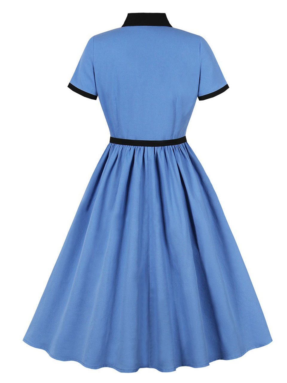 Audrey Hepburn Style Vintage Blue 1950s Cotton Shirt Dress