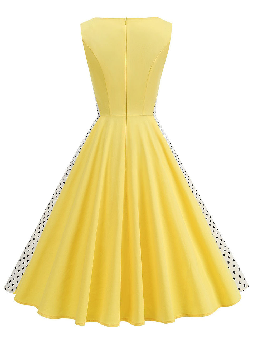 1950s Vintage Polka Dot Sleeveless Retro Swing Dress