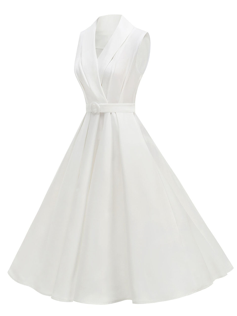 1950s Vintage Audrey Hepburn Style White Swing Dress