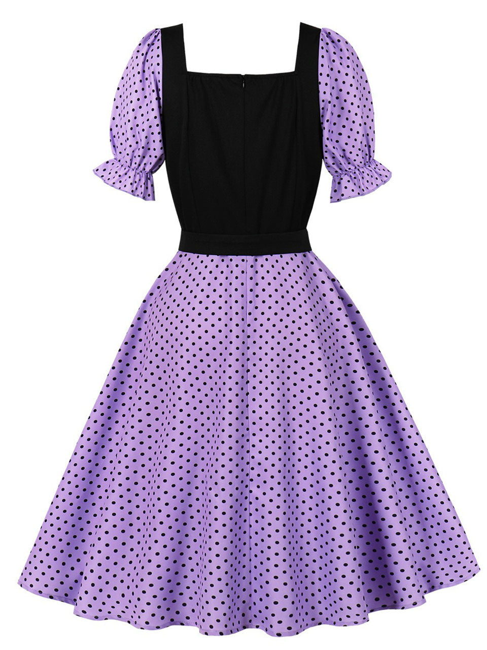 Audrey Hepburn Style Polka Dots 1950s Puff Sleeve Vintage Dress