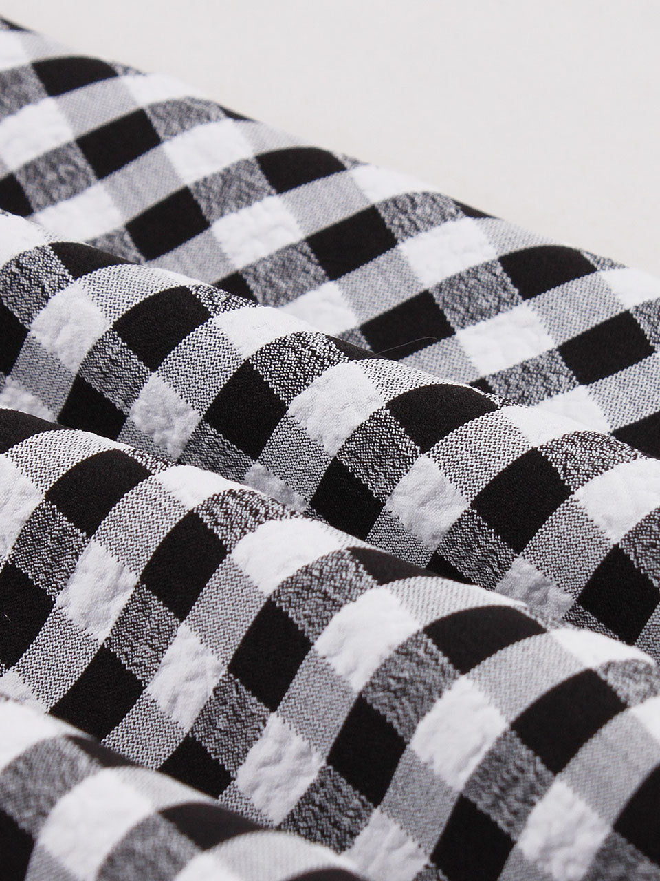 Black White Plaid V Neck 1950s Three-Quarter Sleeves Swing Dress