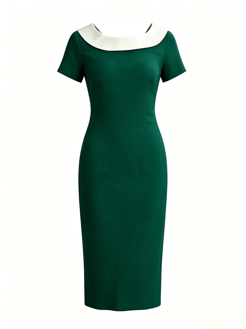 1960s Dark Green Short Sleeve Bodycon Dress