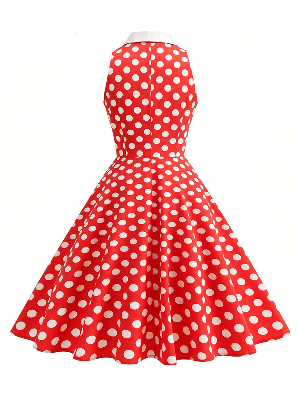 1950s Vintage Polka Dots Sleeveless Retro Swing Dress