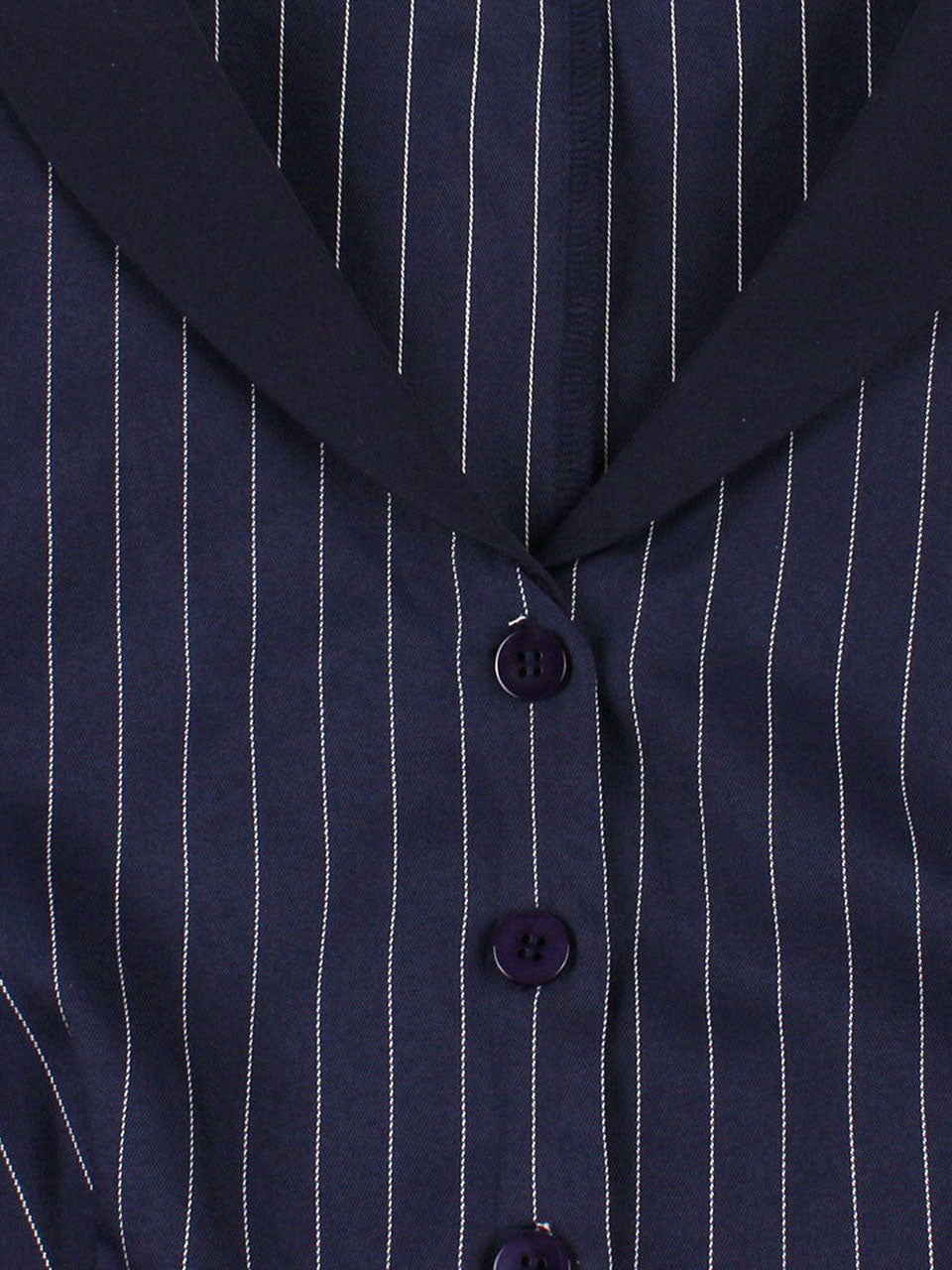Vintage 1950s Navy Pinstripe Shirt Swing Dress