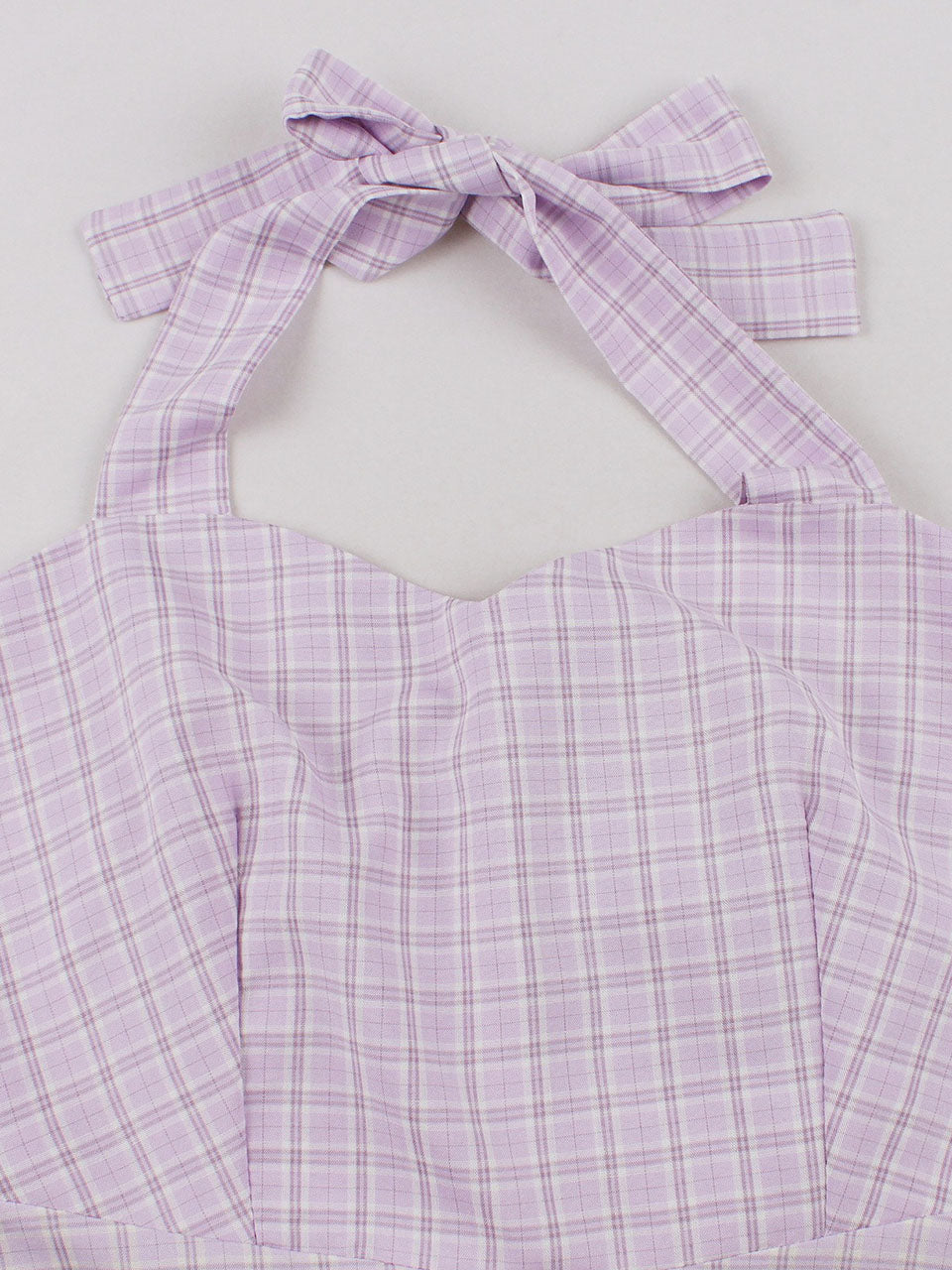 1950s Purple Plaid Vintage Halter Swing Dress