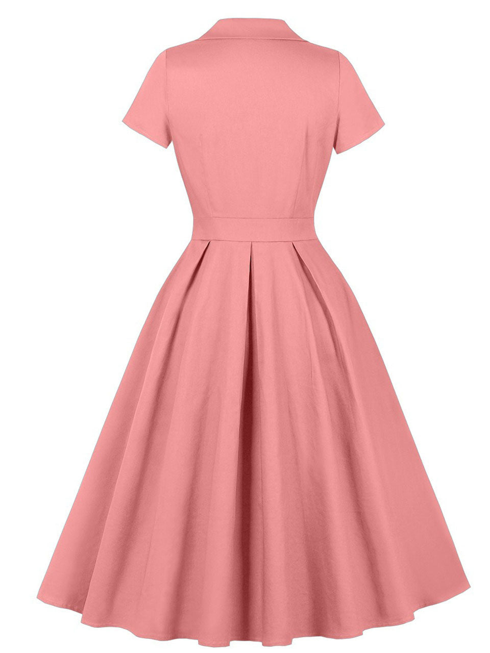 1950s Teal Blue Retro Double Breasted Lapel Collar Swing Dress