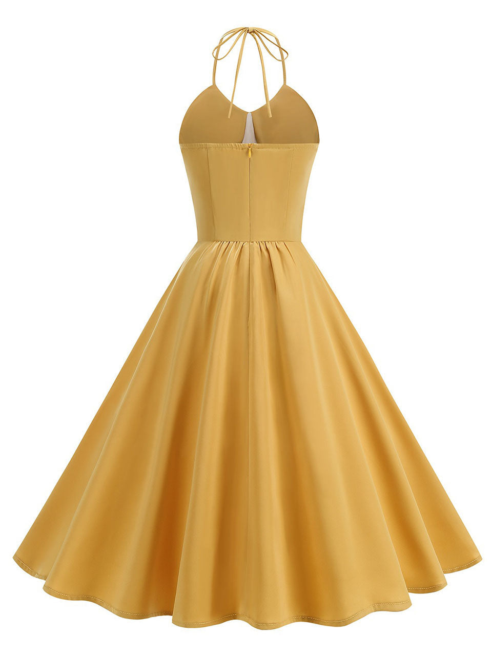 White Halter Neck Vintage Dress