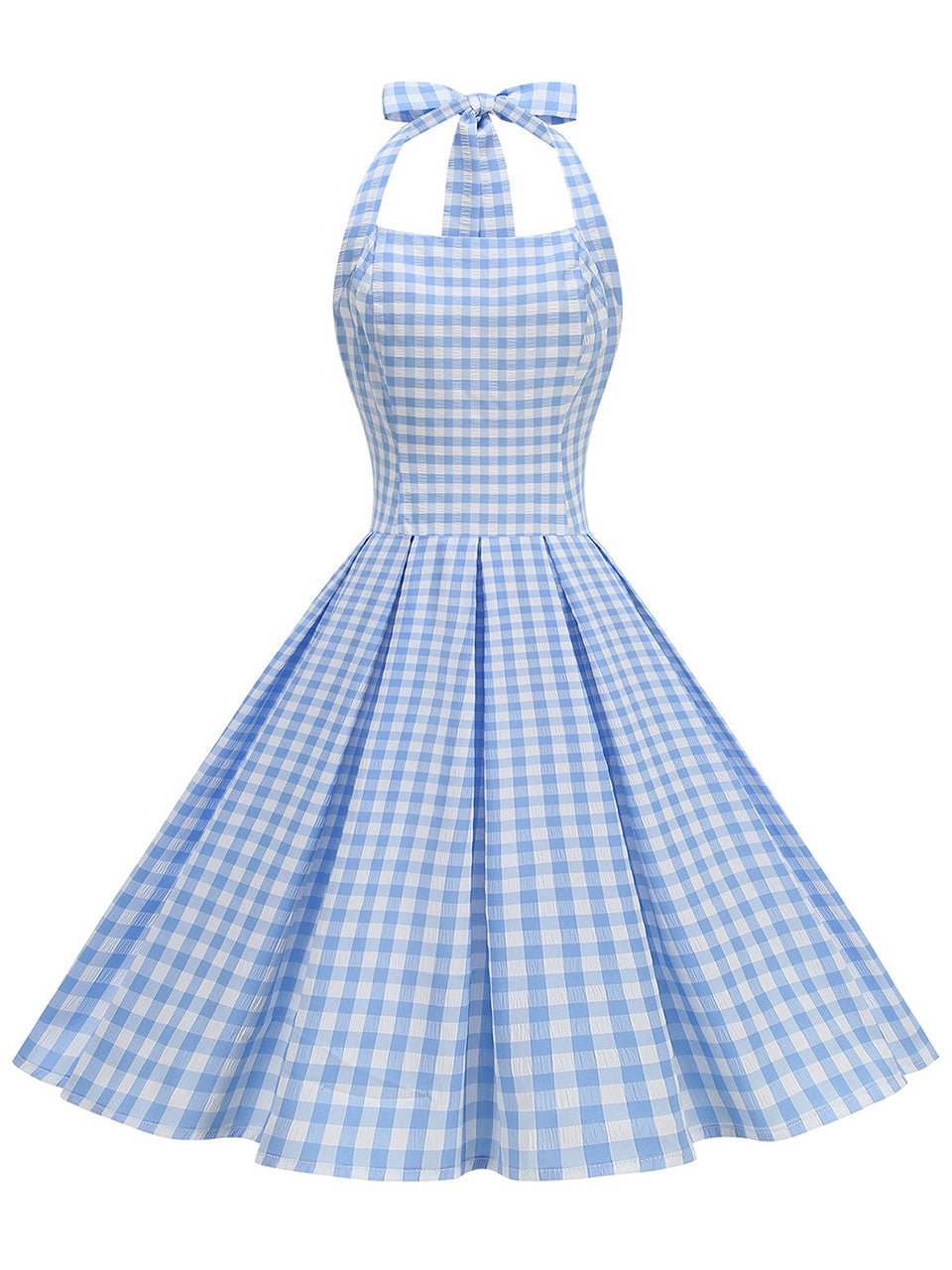 Red Plaid Halter Neck Vintage Dress