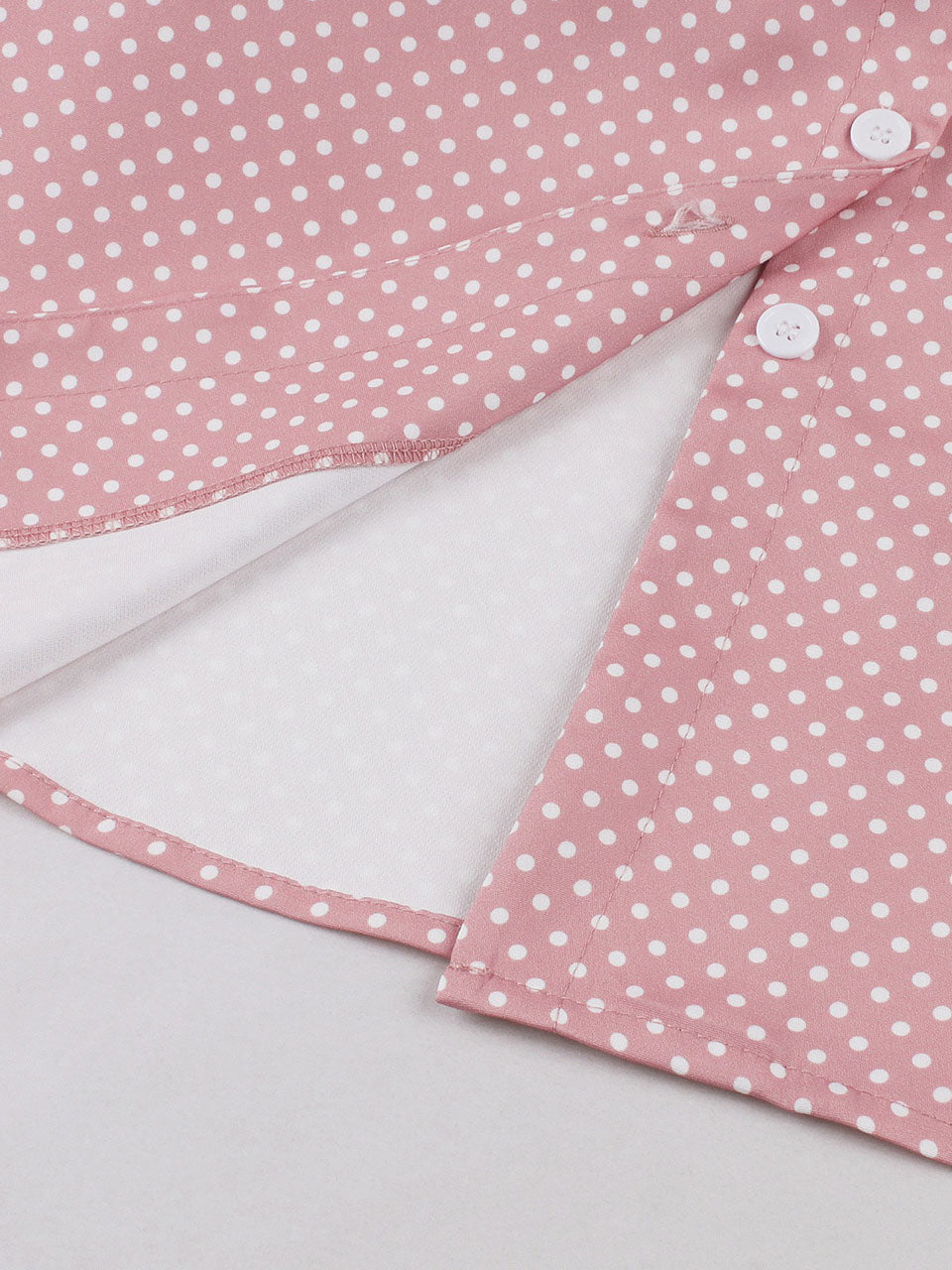 Pink Bow Collar Polka Dots  1950s Vintage Dress