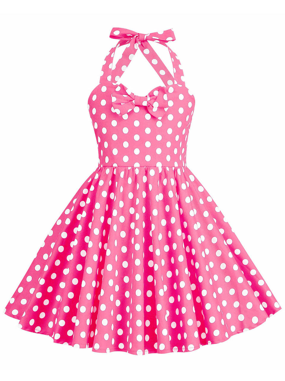 Kids Little Girls' Dress Bow Halter Polka Dots Sleeveless Cotton 1950S Vintage Dress