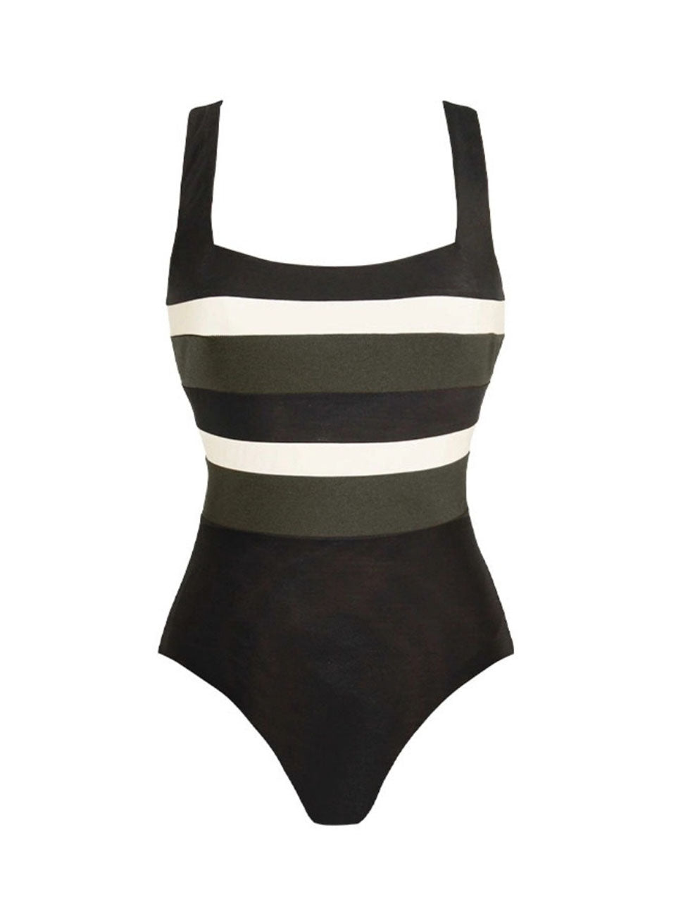 Black Striped One-Piece Swimsuit