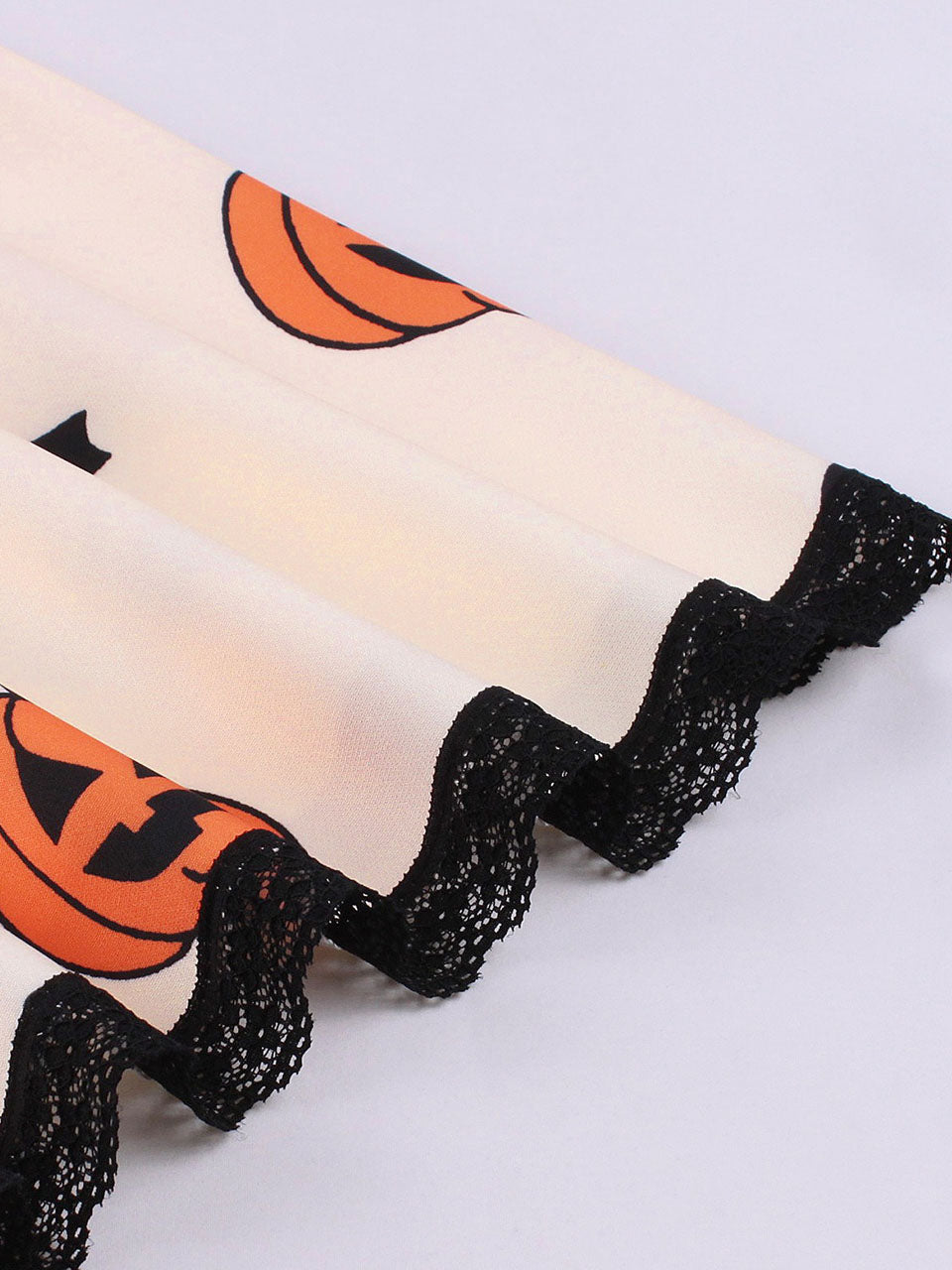 1950s Orange Square Neck Short Sleeve Halloween Pumpkin Print Vintage Swing Dress