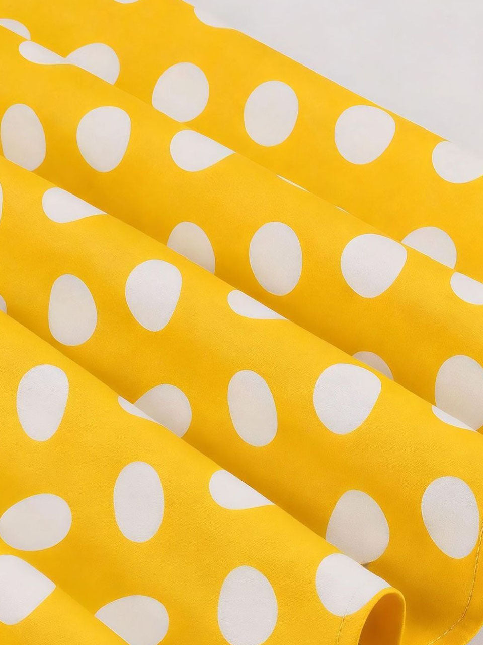 1950s Yellow Polka Dot  Lapel Strap Midi Dress