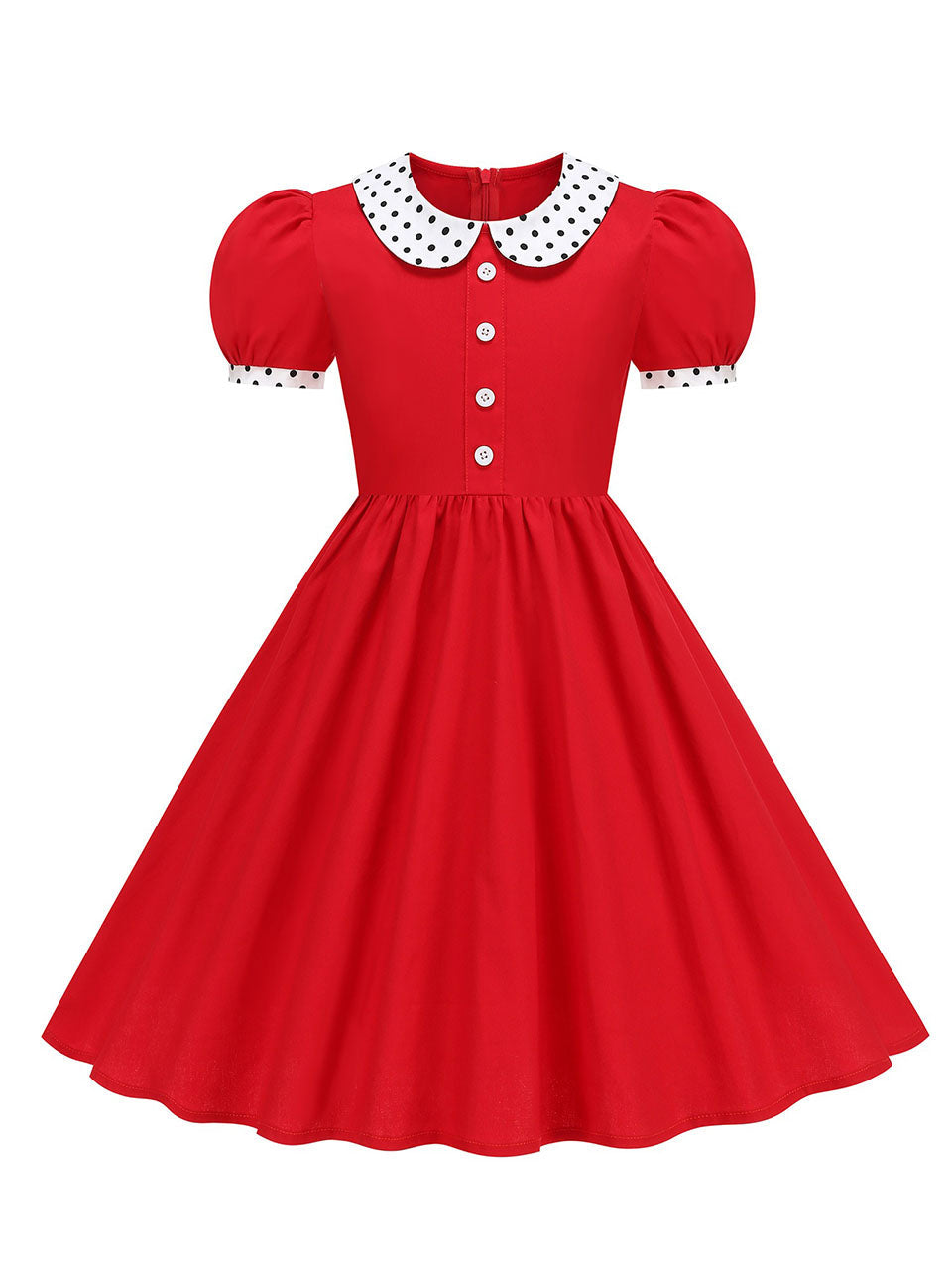Kids Little Girls' Dress Peter Pan Short Sleeve Cotton 1950S Vintage Dress