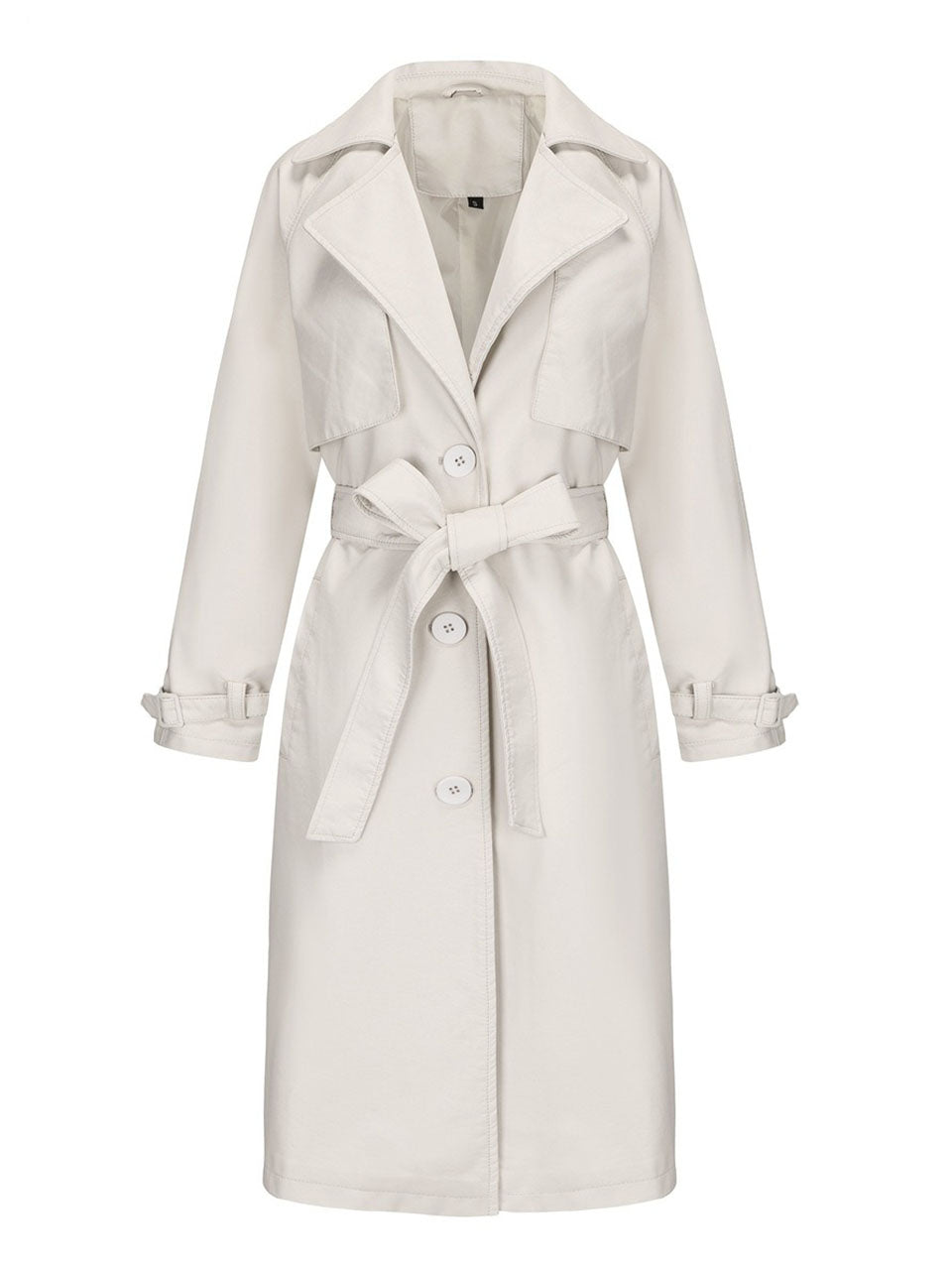 Faux Leather Trench Coat | Long Caramel Tan PU Leather Windbreaker Jacket