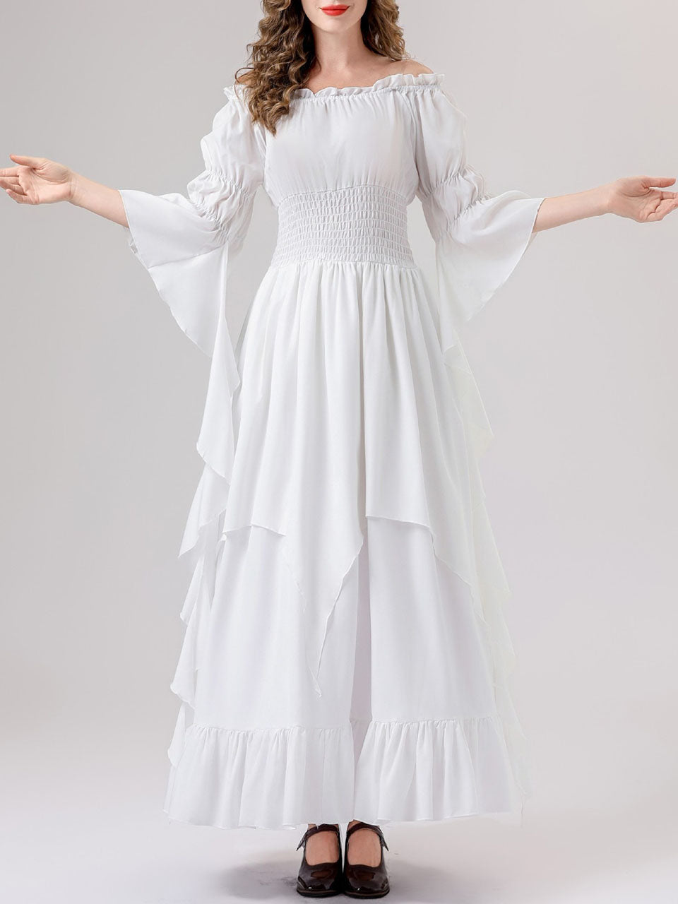 White Renaissance Mushroom Medieval Edwardian Dress