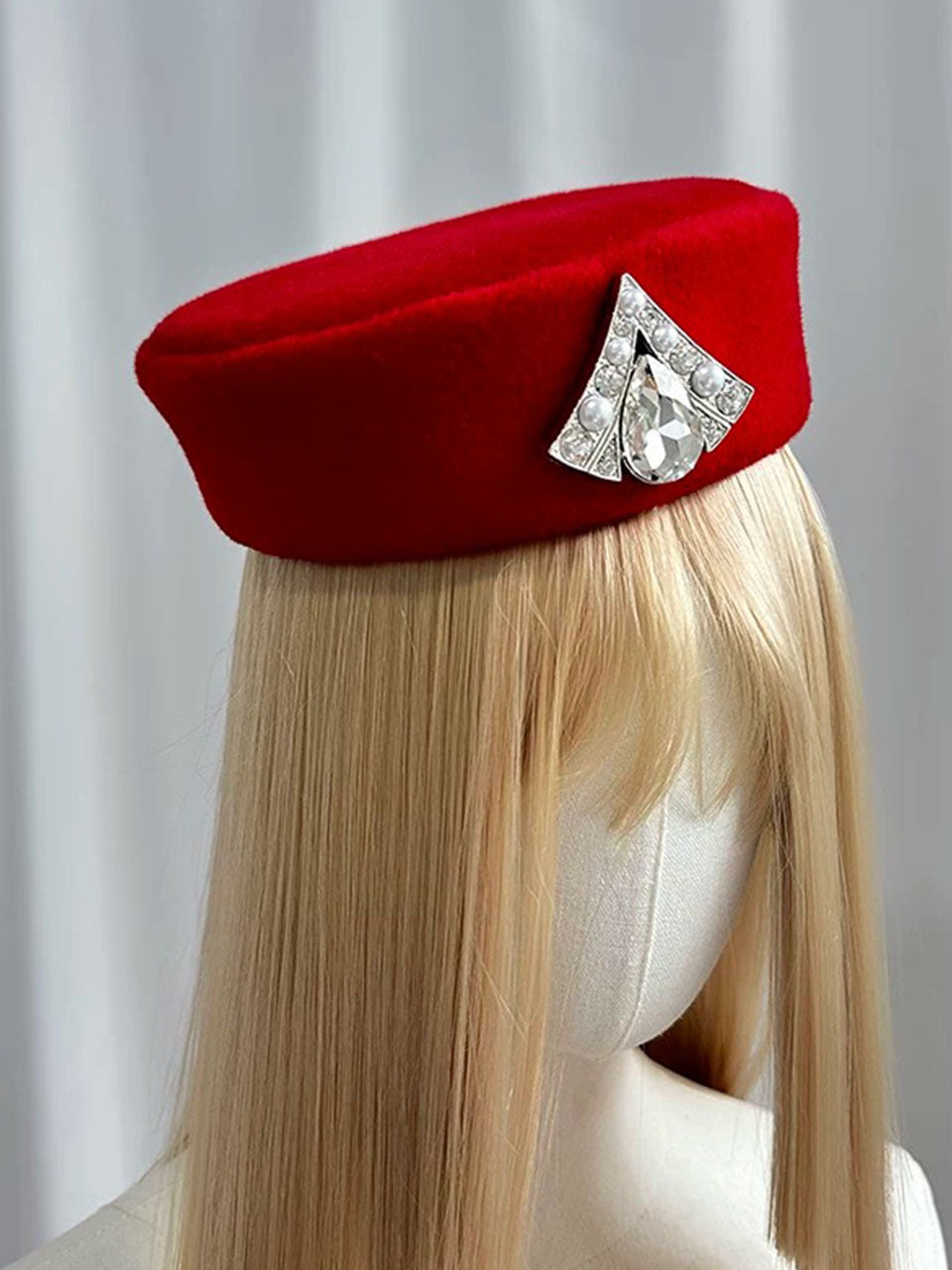 Cream Wool Felt Pillbox Hat for Women