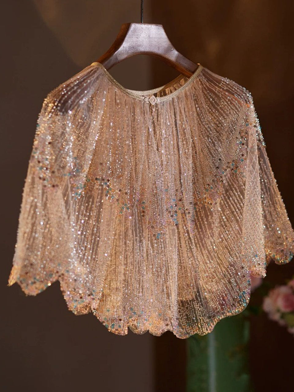 1920s Flapper Cape Great Gatsby Costume Sequined Shawl Glitter Shrug Evening Wedding Dress Wrap Cloak Women