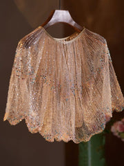 1920s Flapper Cape Great Gatsby Costume Sequined Shawl Glitter Shrug Evening Wedding Dress Wrap Cloak Women
