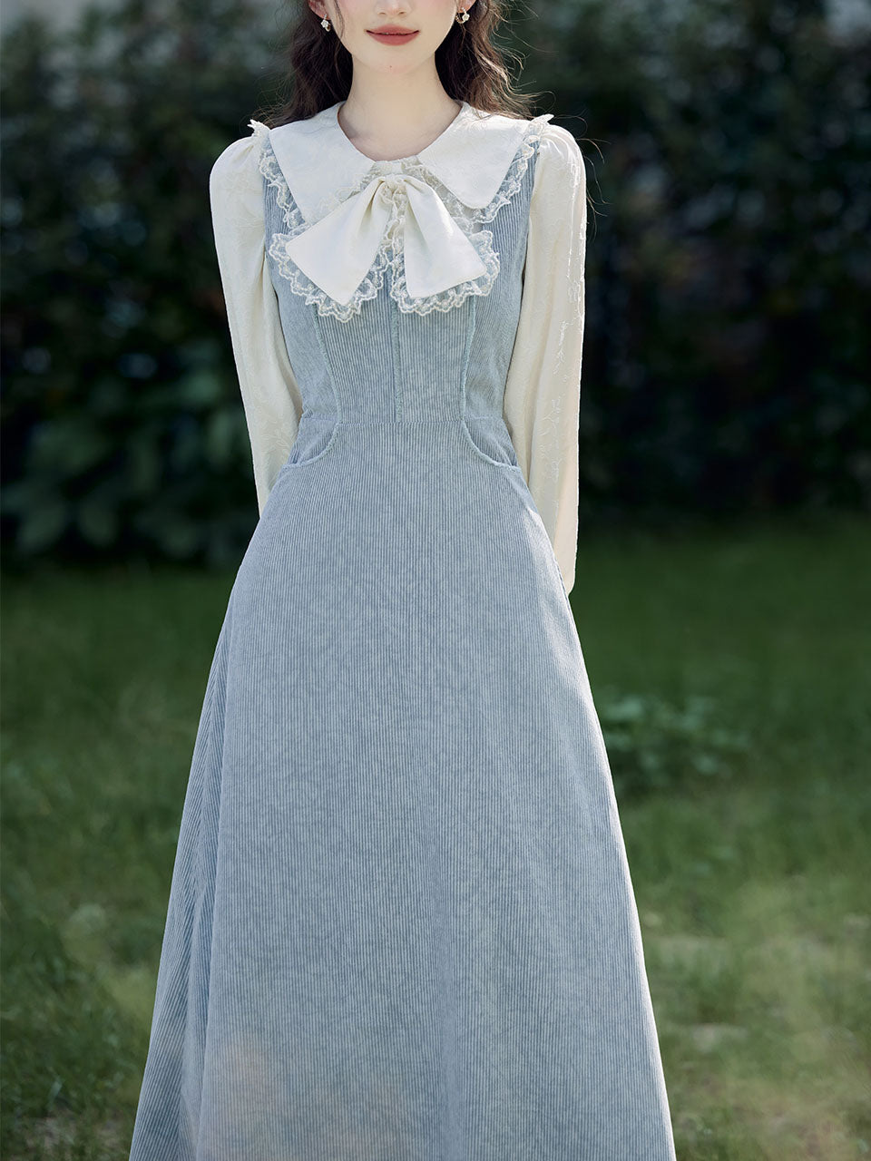 2PS Corduroy Suspender 1950S Dress