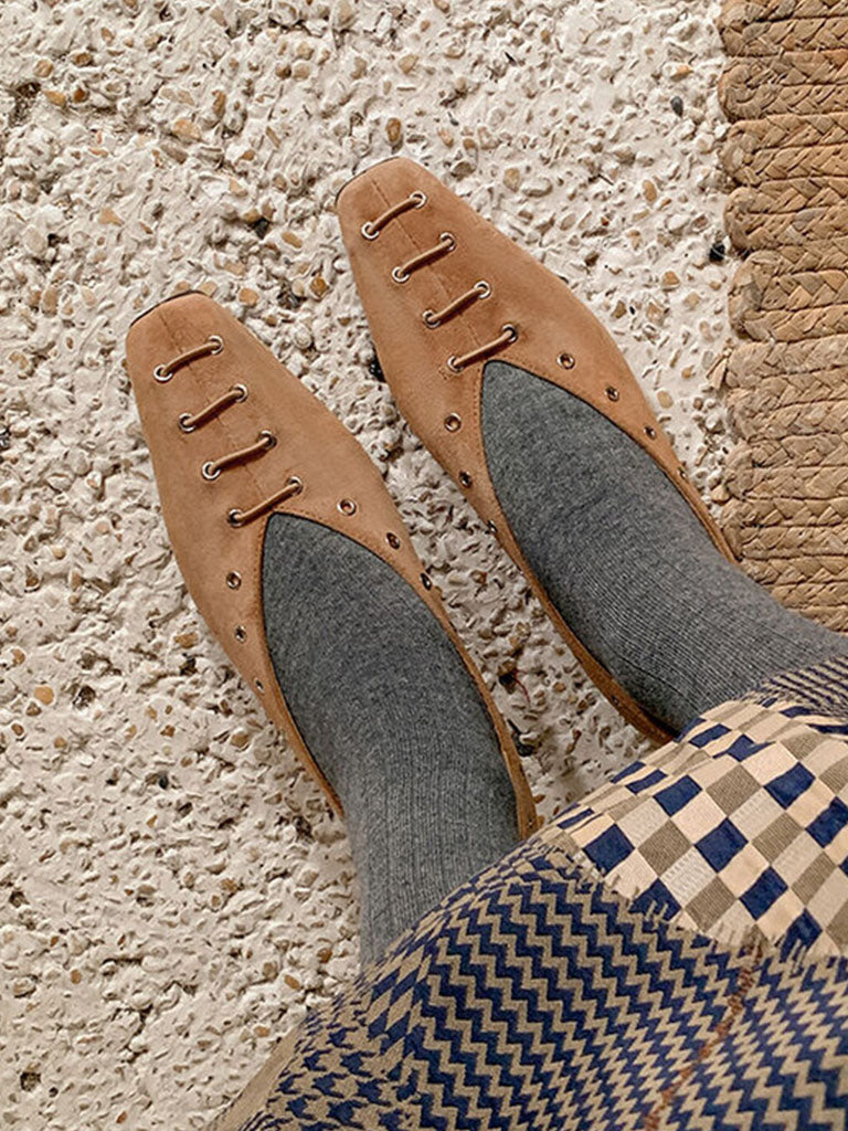 Flat Heel Square Toe Rivet  Vintage Shoes