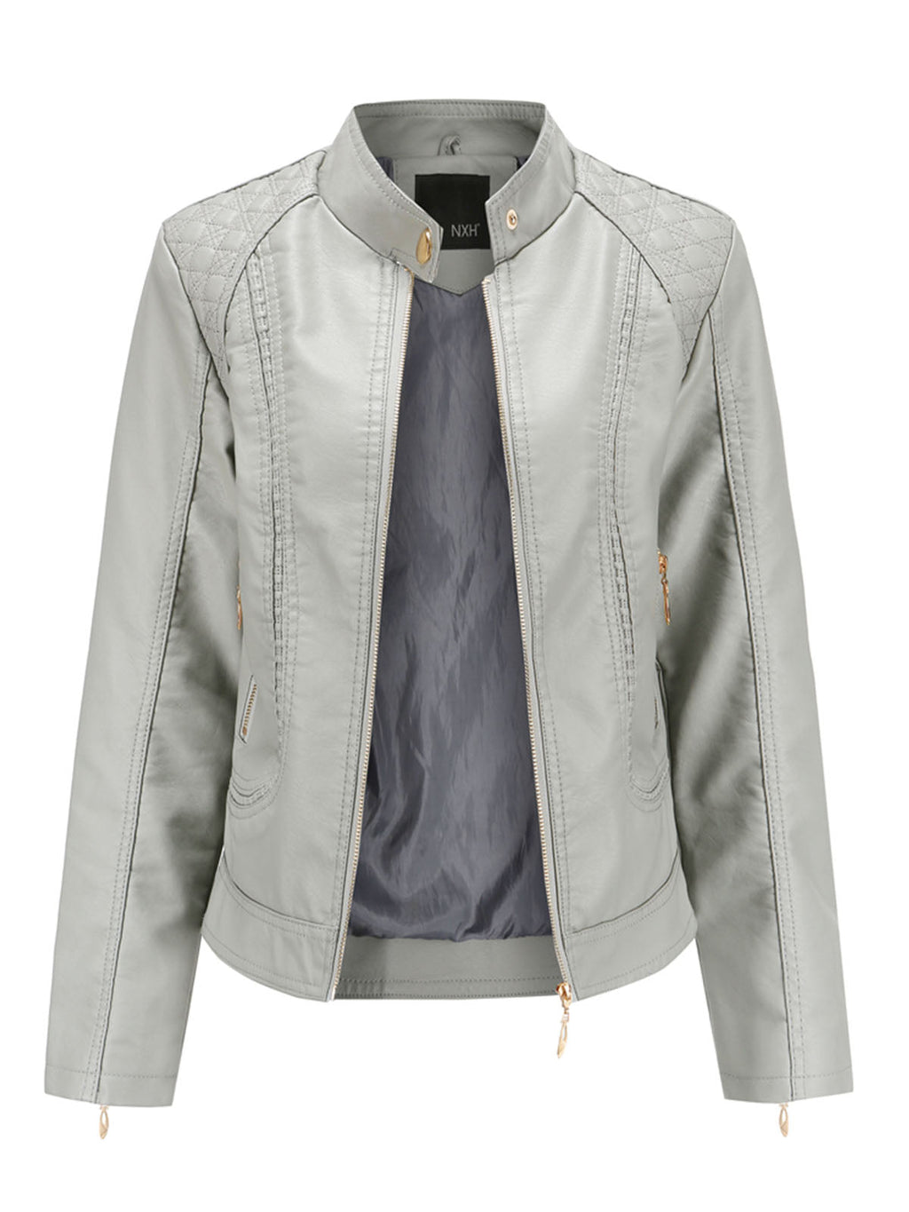 Soft Coat Long Sleeve PU Leather Motorcycle Jacket For Women