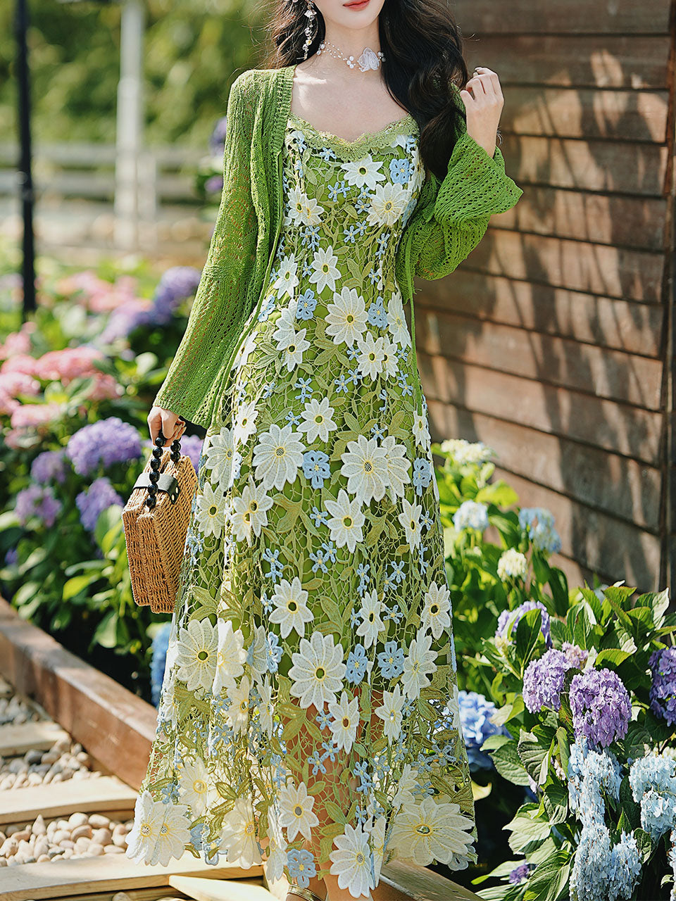 2PS Green Floral Lace Dress