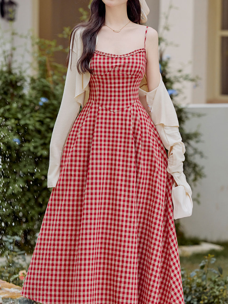 2PS Red Plaid Spaghetti Strap Dress