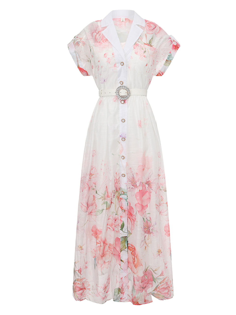 Short Dolman Sleeve Purple Floral Print Midi Dress